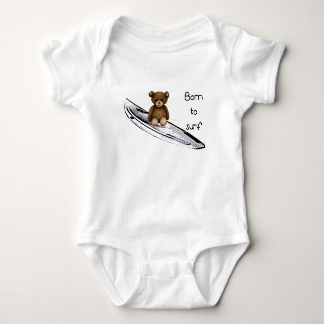 Bodystocking white baby “Born to surfing” with Baby Bodysuit (Front)