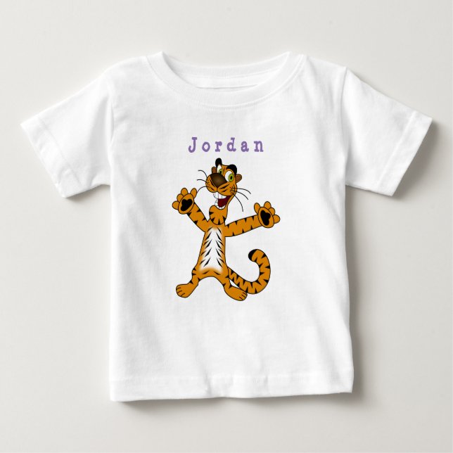 bodysuit funny , cat tiger . baby bodysuit (Front)