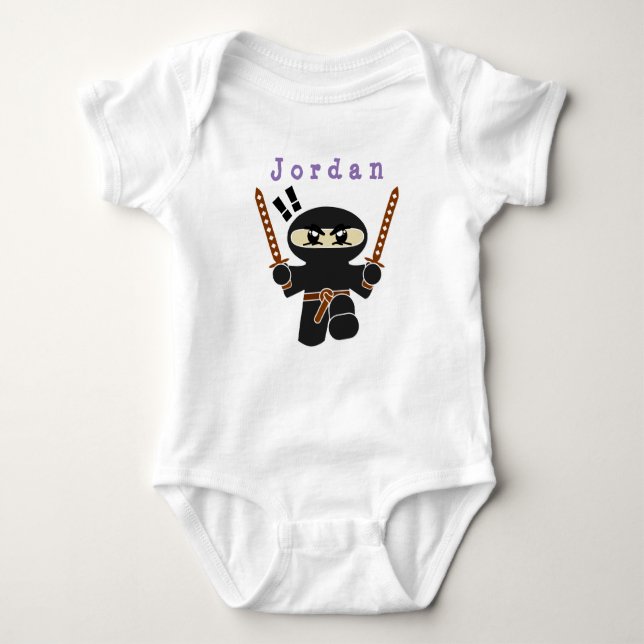 bodysuit funny , ninja . baby bodysuit (Front)