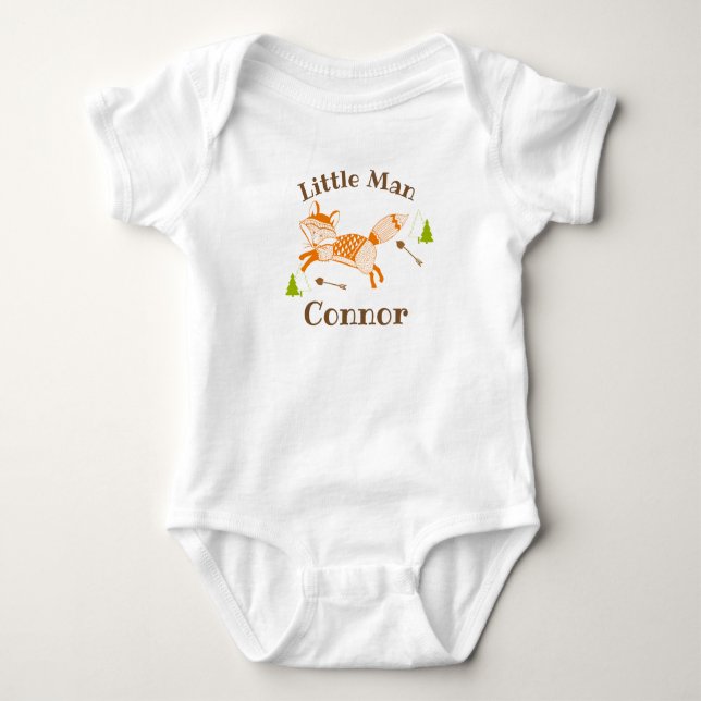 BODYSUITE BABY FOX WOODLAND TRIBAL ORANGE CUSTOM BABY BODYSUIT (Front)