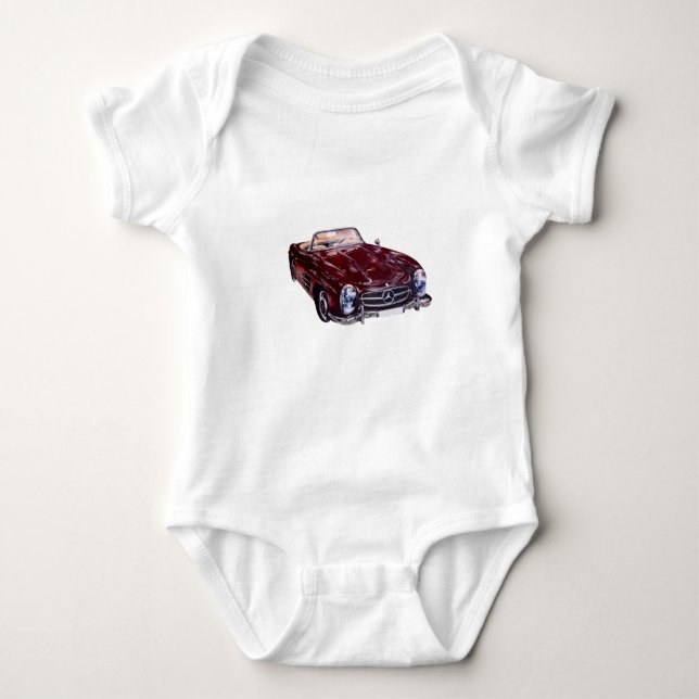 Bodysuits for boy kid Vintage burgundy car (Front)