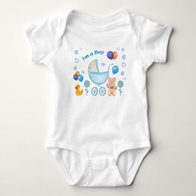 "Bodysuits One-Pieces for boys" "Cute Baby Boy Bod Baby Bodysuit (Front)