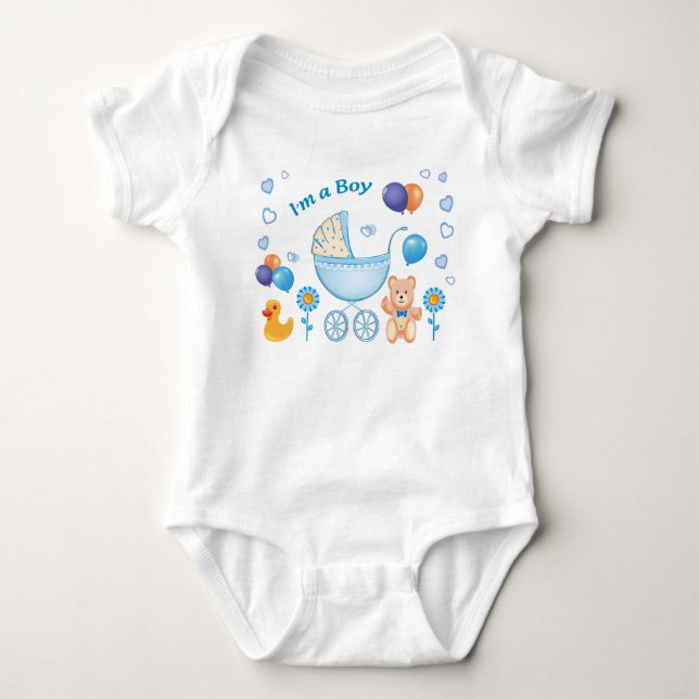"Bodysuits One-Pieces for boys" "Cute Baby Boy Bod Bodysuit (Front)