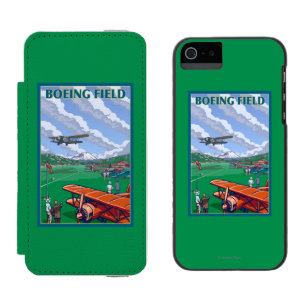 Boeing Field Vintage Travel Poster iPhone SE/5/5s Wallet Case