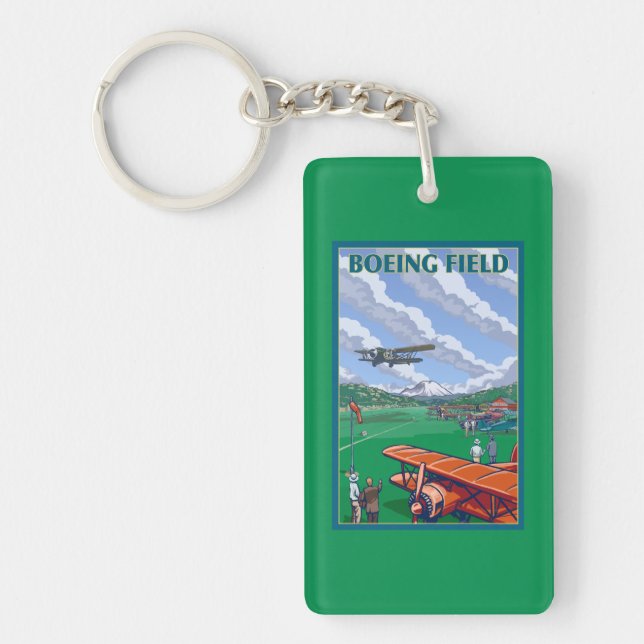 Boeing Field Vintage Travel Poster Keychain (Front)