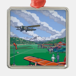 Boeing Field Vintage Travel Poster Metal Ornament