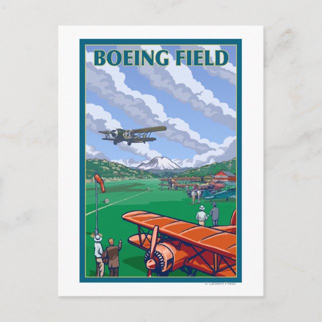 Boeing Field Vintage Travel Poster Postcard (Front)