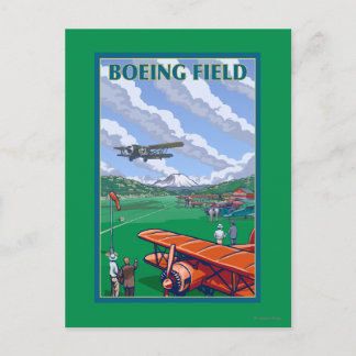 Boeing Field Vintage Travel Poster Postcard