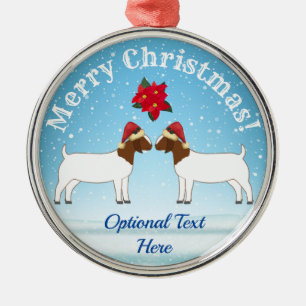 Boer Goat Christmas in the snow Metal Ornament