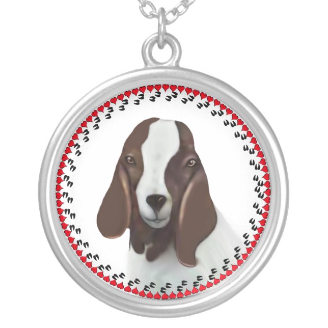 Boer Goat Doe Hooves and Hearts  Necklace (Front)