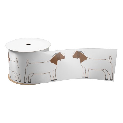 Boer Goat Farm White Satin Ribbon