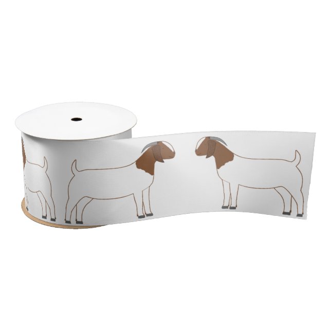Boer Goat Farm White Satin Ribbon (Spool)