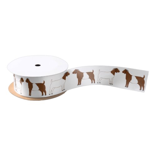 Boer Goat Farm White Satin Ribbon