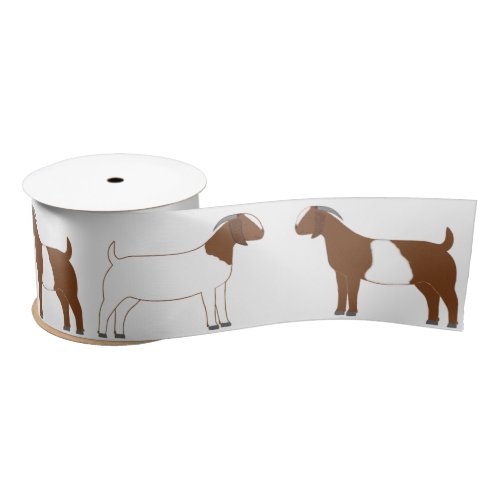 Boer Goat Farm White Satin Ribbon