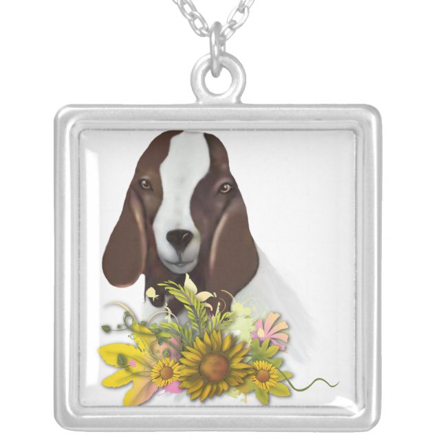 Boer Goat Floral  Necklace (Front)