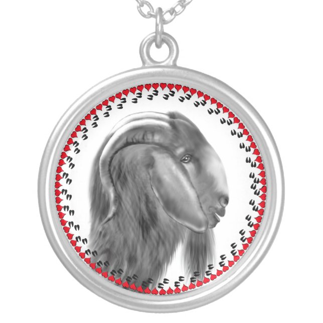 Boer Goat Hooves and Hearts  Necklace (Front)