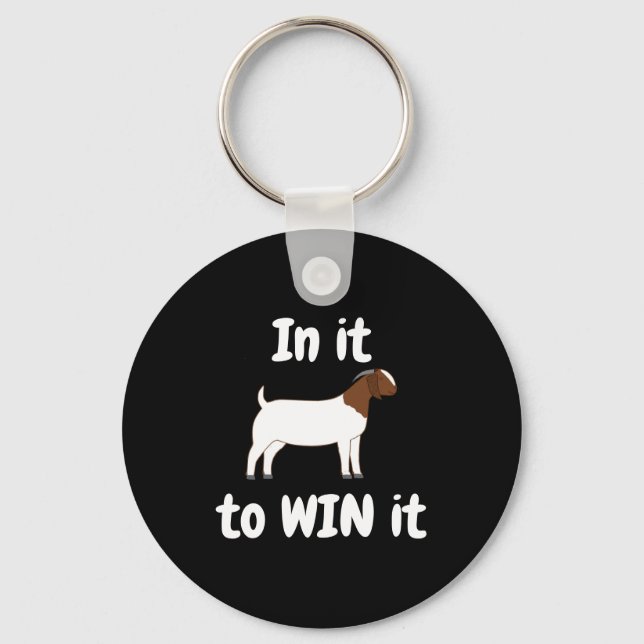 Boer Goat - In it to WIN it Keychain (Front)