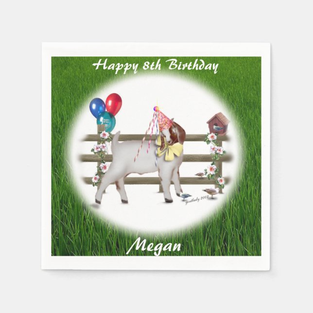 Boer Goat Personalized  Birthday Party Napkins (Front)