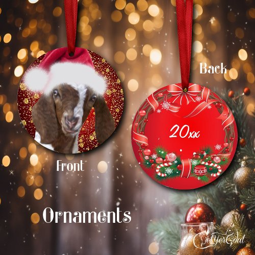 Boer Goat Santa Hat Christmas Ornament