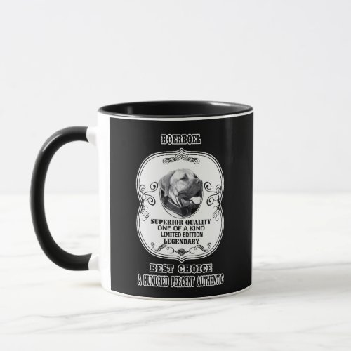 Boerboel black and white dog tribute mug