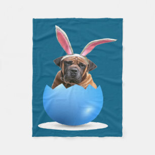 Boerboel Dog Easter Bunny Colored Egg Hunting Chur Fleece Blanket