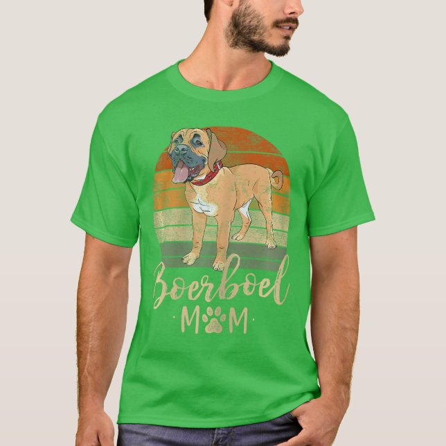 Boerboel Mom Retro Sunset Boerboel Lover Gifts Dog T-Shirt (Front)