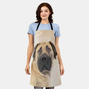 Boerboel Painting - Cute Original Dog Art Apron