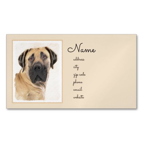Boerboel Painting _ Cute Original Dog Art Business Card Magnet