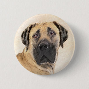 Boerboel Painting - Cute Original Dog Art Button