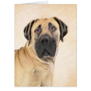 Boerboel Painting - Cute Original Dog Art Card