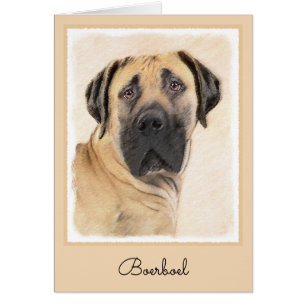 Boerboel Painting - Cute Original Dog Art Cards