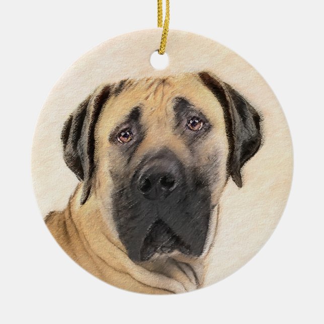 Boerboel Painting - Cute Original Dog Art Ceramic Ornament (Front)