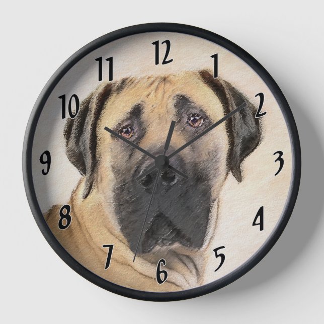 Boerboel Painting - Cute Original Dog Art Clock (Front)