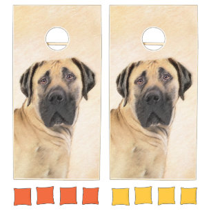 Boerboel Painting - Cute Original Dog Art Cornhole Set