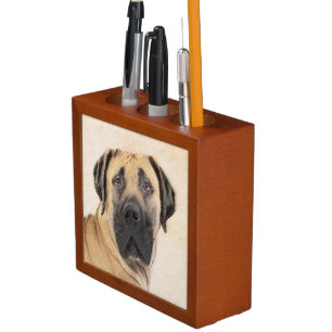 Boerboel Painting - Cute Original Dog Art Desk Organizer