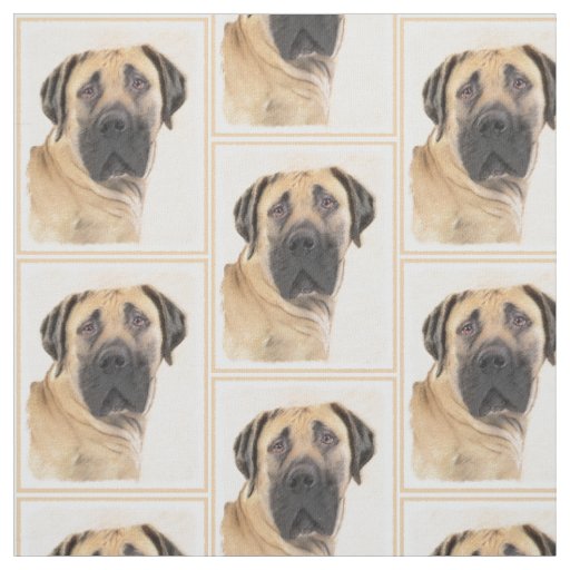 Boerboel Painting - Cute Original Dog Art Fabric