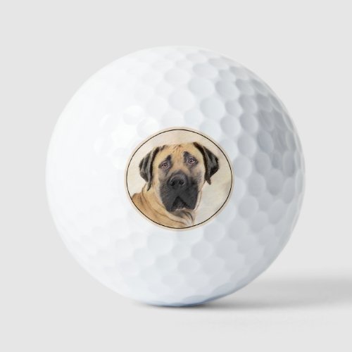 Boerboel Painting _ Cute Original Dog Art Golf Balls