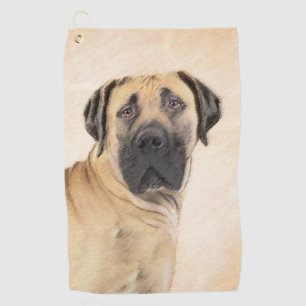 Boerboel Painting - Cute Original Dog Art Golf Towel