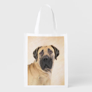 Boerboel Painting - Cute Original Dog Art Grocery Bag
