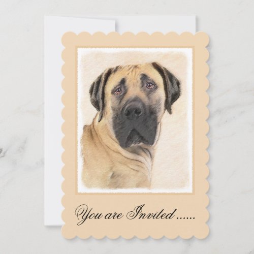 Boerboel Painting _ Cute Original Dog Art Invitation