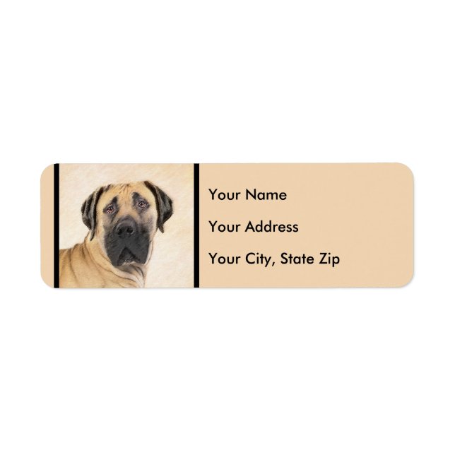 Boerboel Painting - Cute Original Dog Art Label (Front)