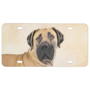 Boerboel Painting - Cute Original Dog Art License Plate