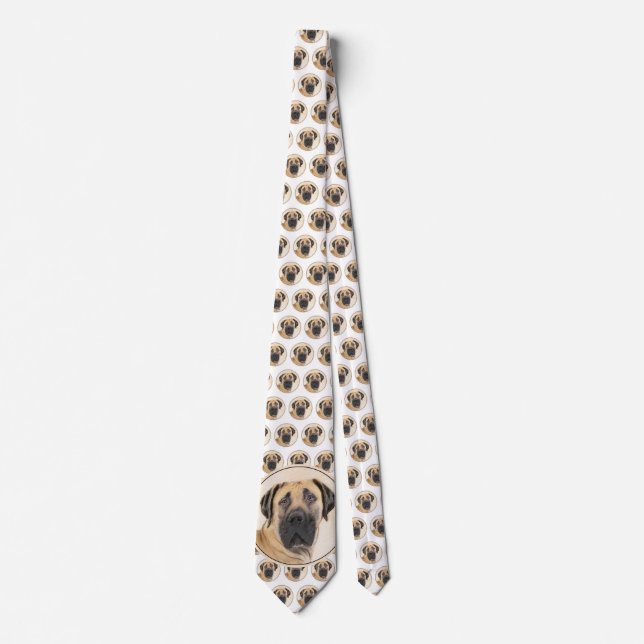 Boerboel Painting - Cute Original Dog Art Neck Tie (Front)