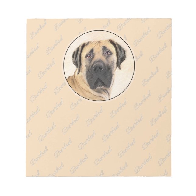 Boerboel Painting - Cute Original Dog Art Notepad (Front)