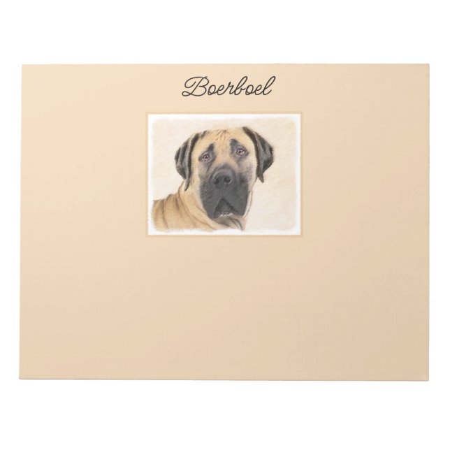 Boerboel Painting - Cute Original Dog Art Notepad (Front)