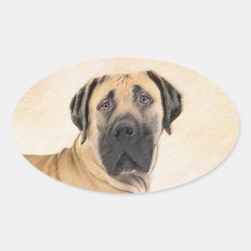 Boerboel Painting _ Cute Original Dog Art Oval Sticker