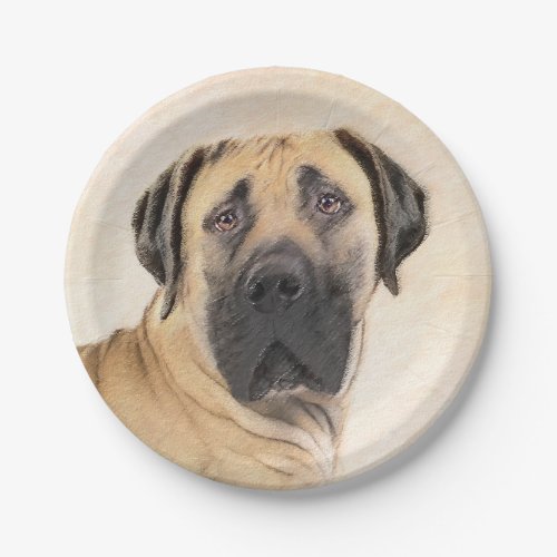 Boerboel Painting _ Cute Original Dog Art Paper Plates