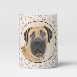 Boerboel Painting - Cute Original Dog Art Pillar Candle