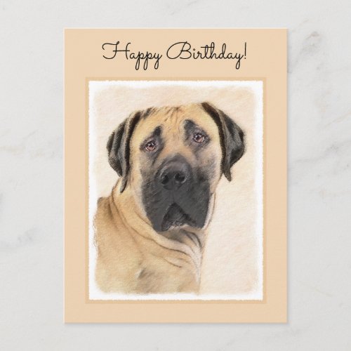 Boerboel Painting _ Cute Original Dog Art Postcard