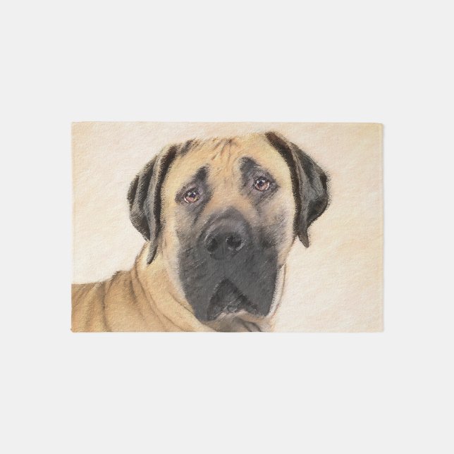 Boerboel Painting - Cute Original Dog Art Rug (Front)